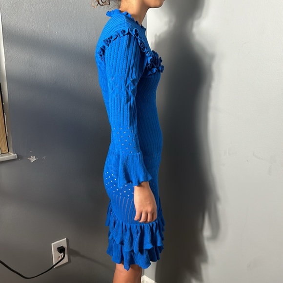 Bebe Knit Dress Ruffle Chest and Hem size Small - Picture 3 of 14
